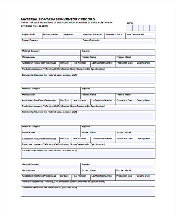 product inventory database template