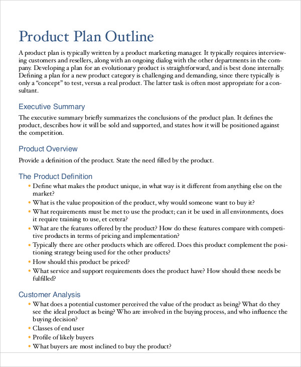 product description for business plan