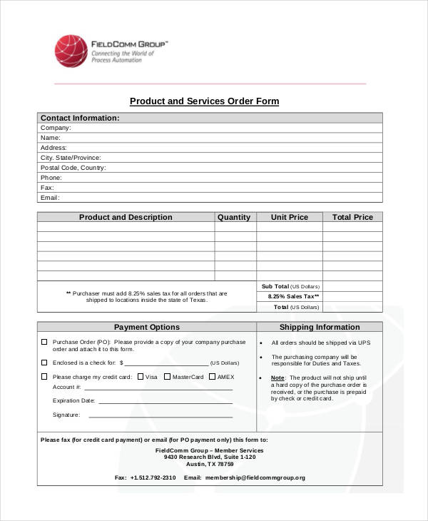 9 Product Order Templates Free Sample, Example Format Download