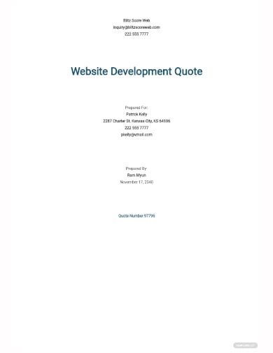 professional business website quotation template