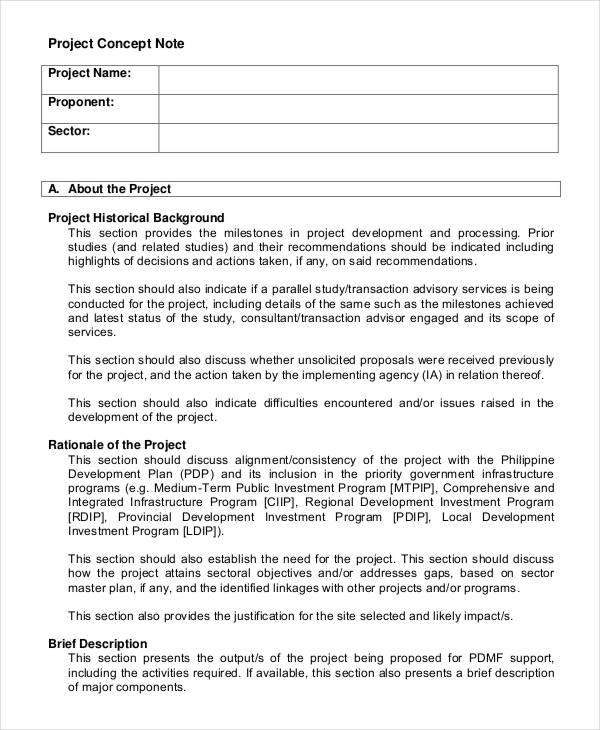 how to write a concept note for research proposal