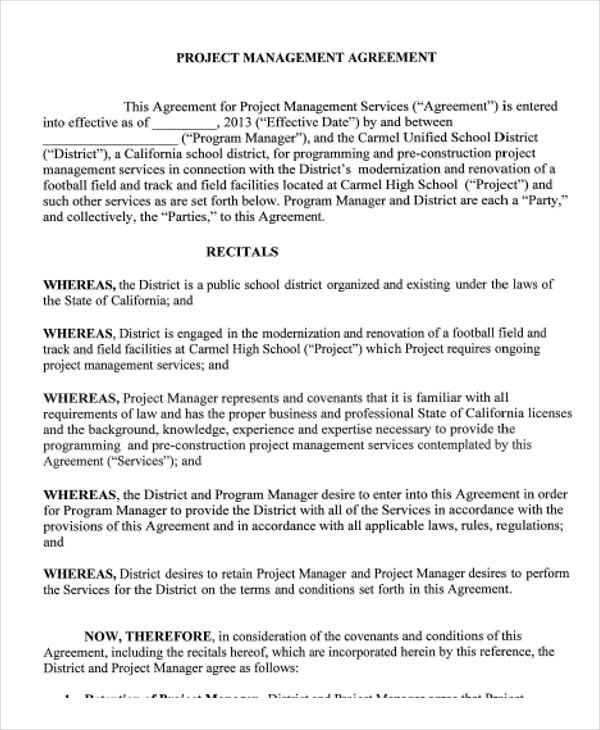 Management Service Agreements Template PDF Template