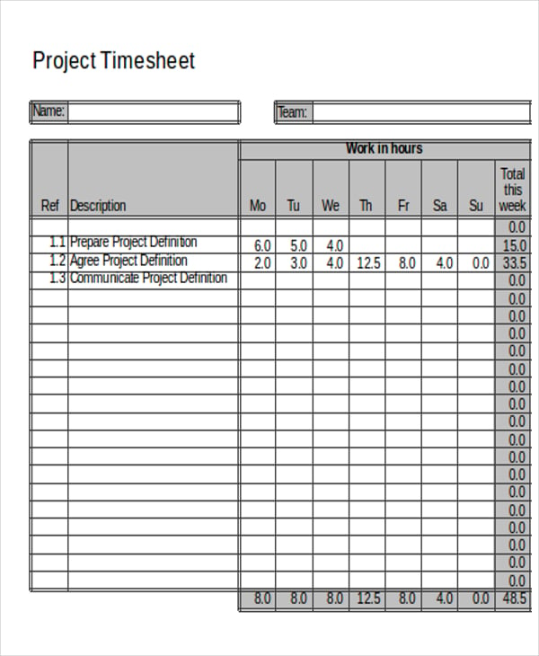 project timesheet