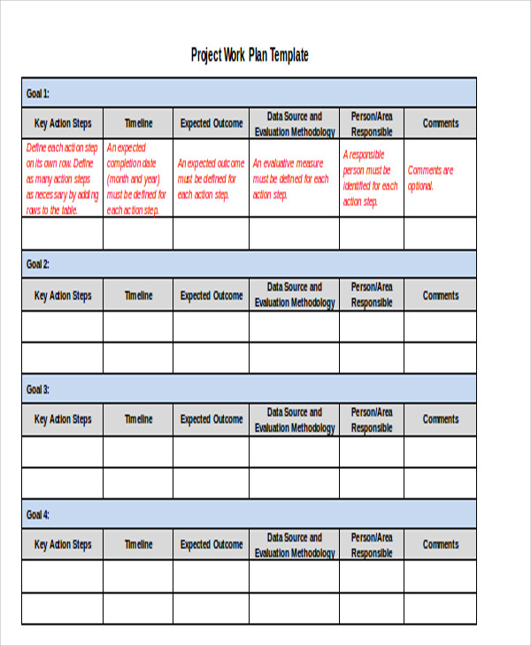 Work Plan Template Word