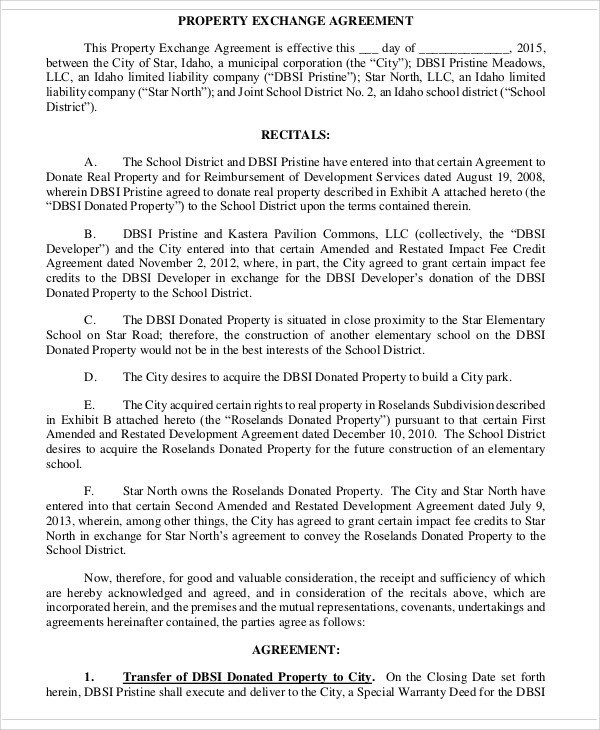 Exchange Agreement Template 11+ Sample, Example, Format Download