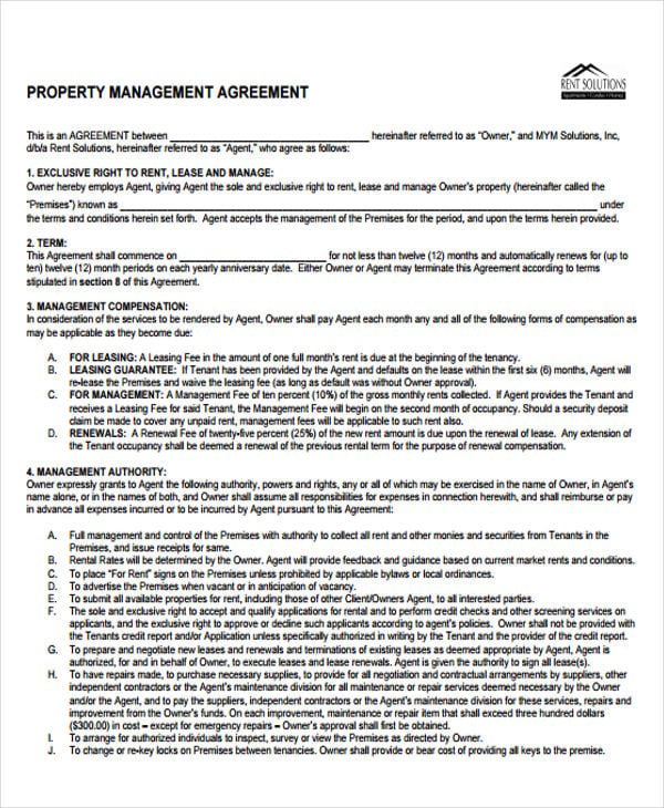 Free Commercial Property Management Agreement Template