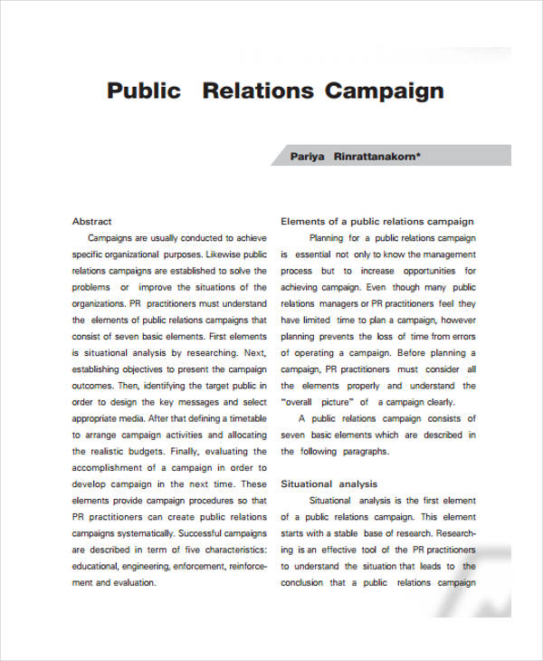 public relations campaign