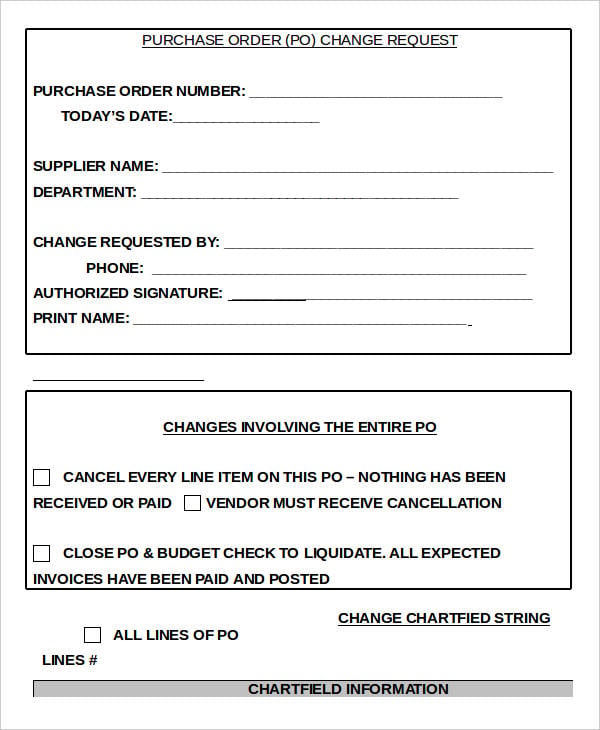purchase order change notice