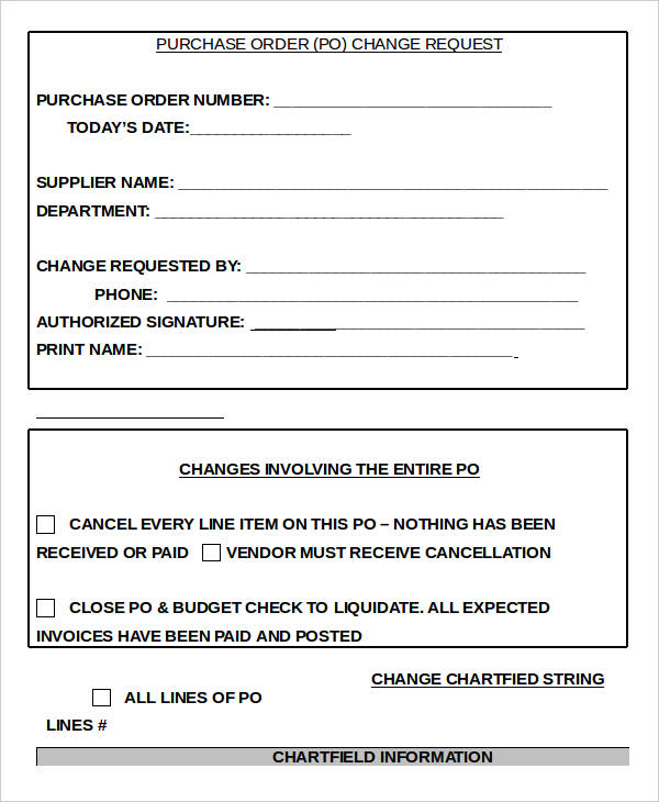 purchase order change notice