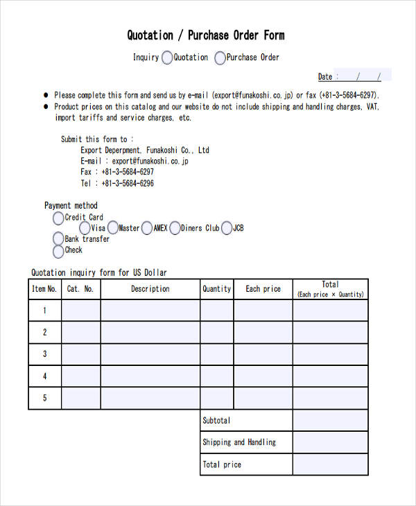 11+ Purchase Quotation Templates - Samples, Examples Format Download ...