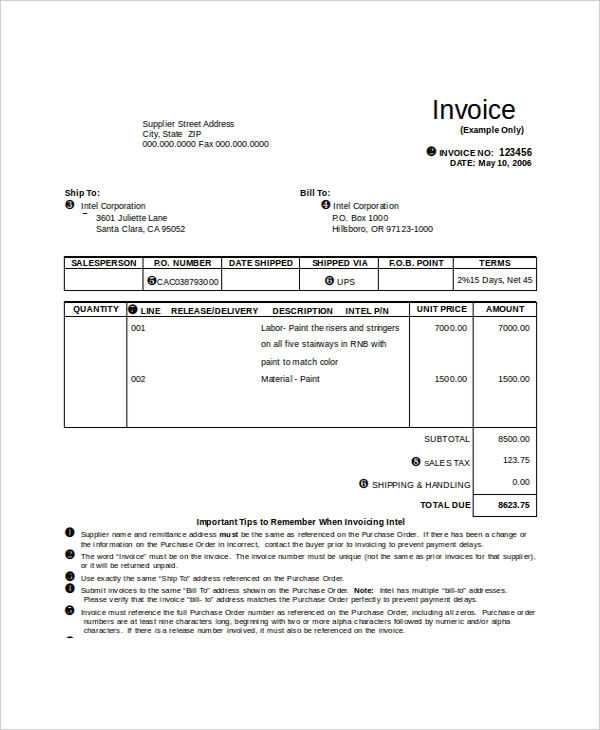 purchase invoice template
 8  Purchase Invoice Templates - Free Sample, Example Format Download ...