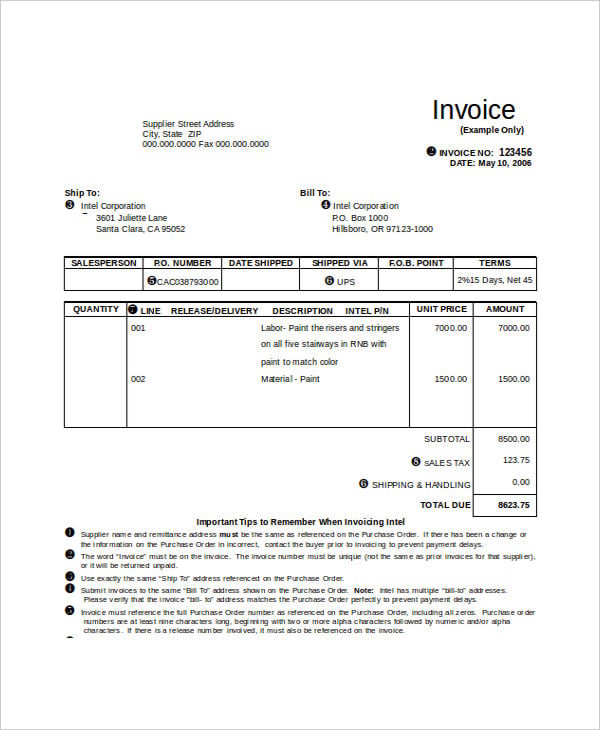 Purchase Order Invoice Template
