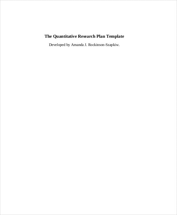 quantitative research plan