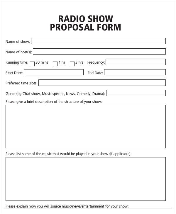 radio advertising proposal form template