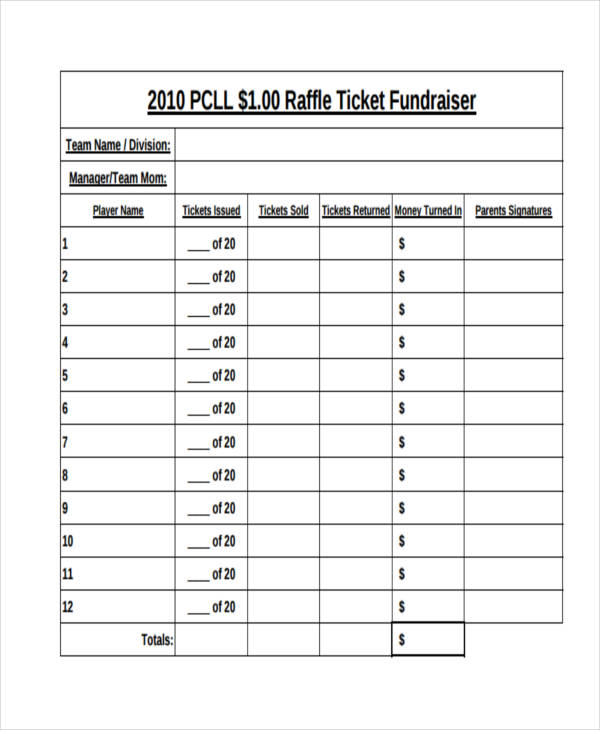 Numbered Raffle Ticket Template PDF Template