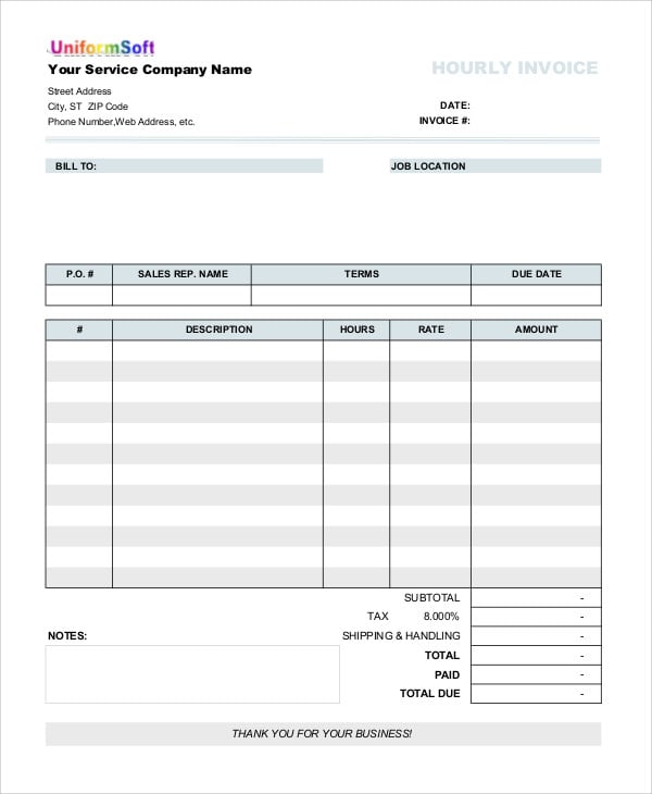 rate invoice