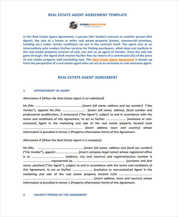 Agent Contract Template 10+ Free Word, PDF Format Download