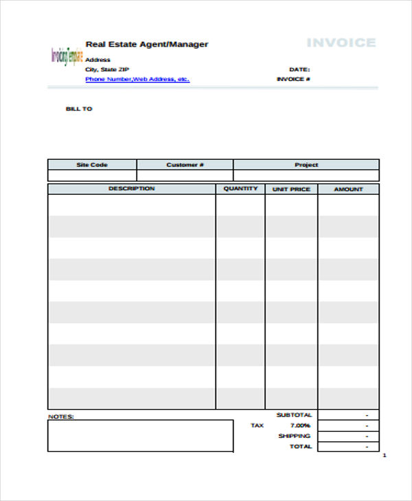 10 real estate invoice templates google docs google sheets excel