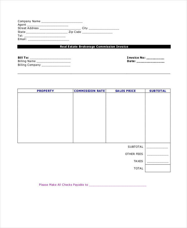 pdf format invoice Templates 8  Free Real Invoice Estate Format  Word, PDF