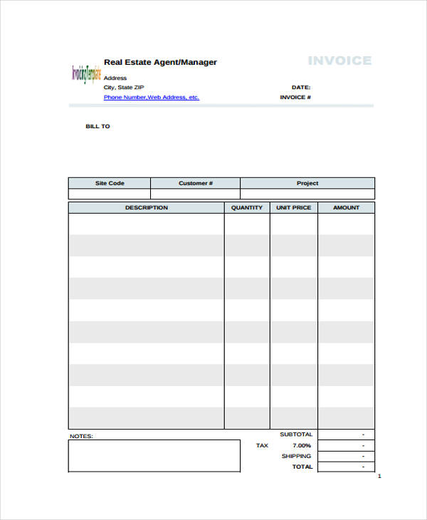 Property Management Invoice Template