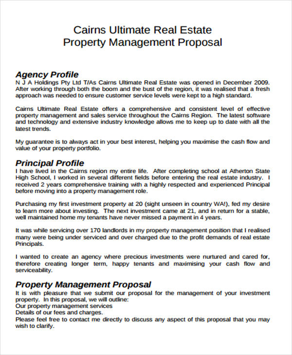sample of business proposal for real estate