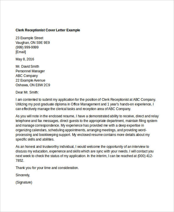 14+ Clerical Cover Letter Templates - Sample, Example Format Download