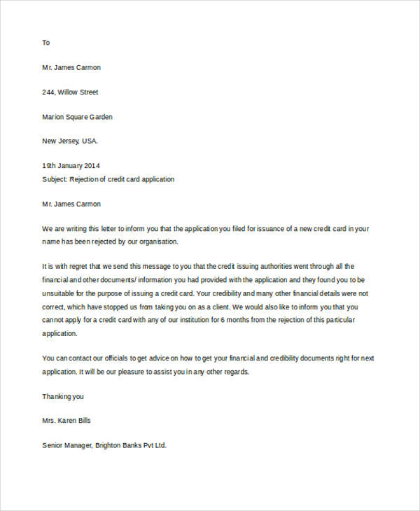 Polite Rejection Letters - 14+ Word, PDF format Download