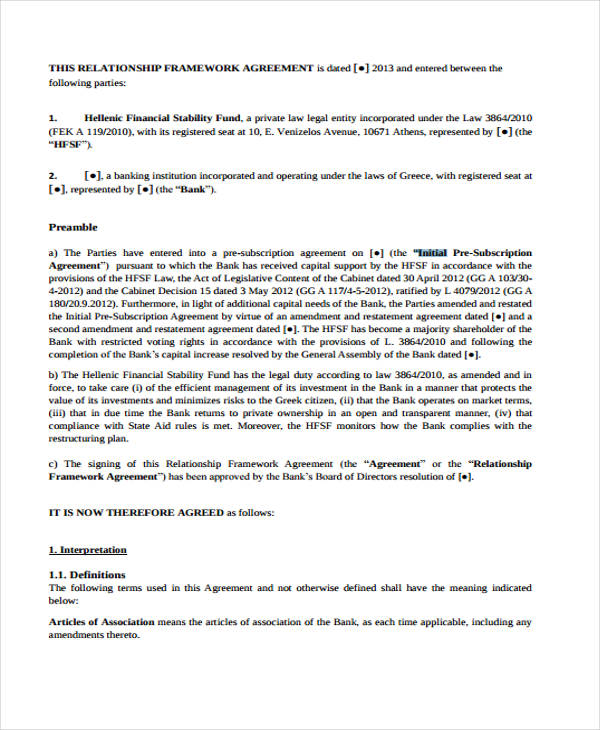 Framework Agreement Template - 11+ Free PDF, Word Format Download