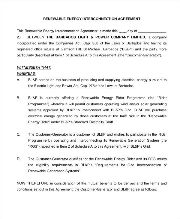 Interconnection Agreement Templates 12 Free Word, PDF Format Download