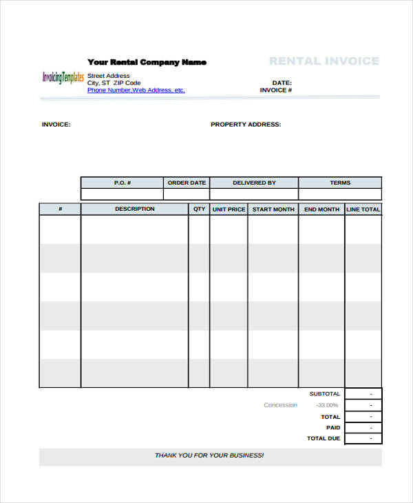 rent invoice