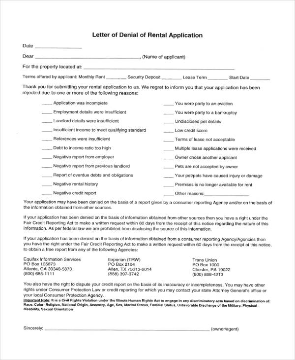 10+ Application Rejection Letter Free Sample, Example format Download
