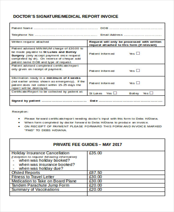 report invoice