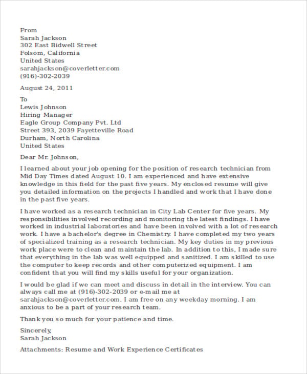 Sample Cover Letter For Research Assistant Job Application ...