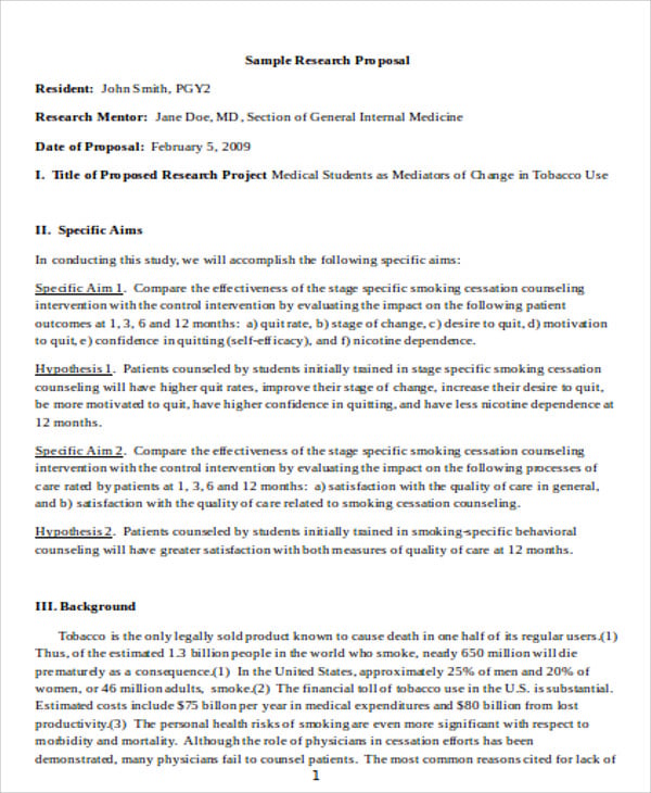 proposal writing medical research