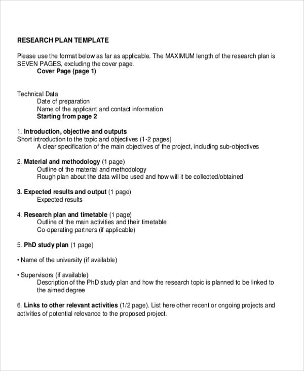 outline of a research plan