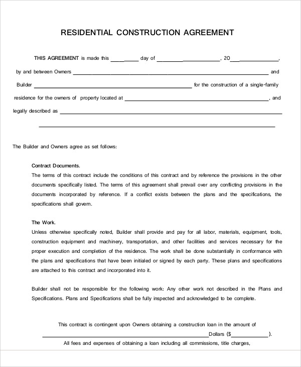 16 Construction Agreement Templates PDF Word Pages