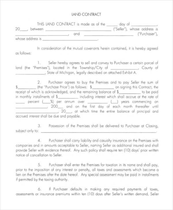 11 Land Contract Templates Free Word Pdf Format Download 