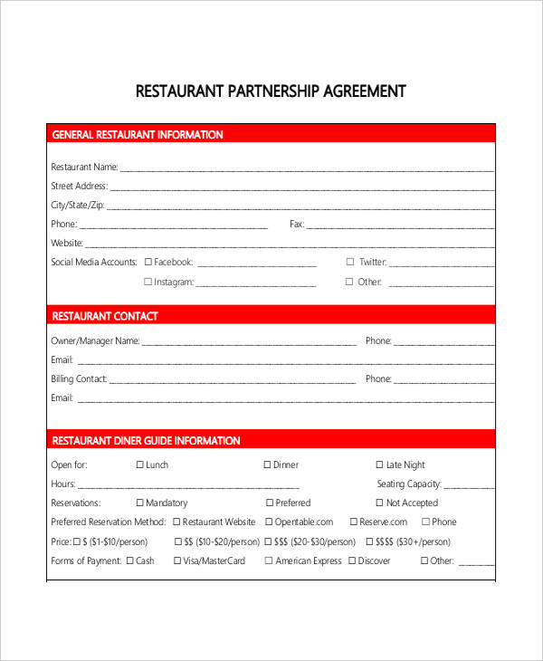 restaurant partnership