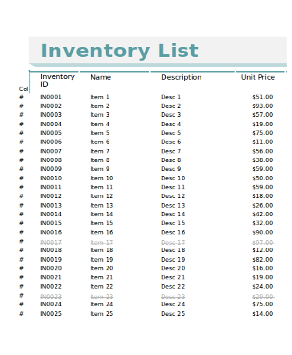 retail store inventory template