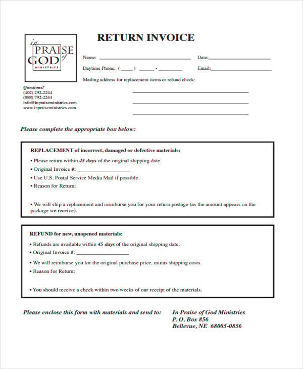 return invoice
