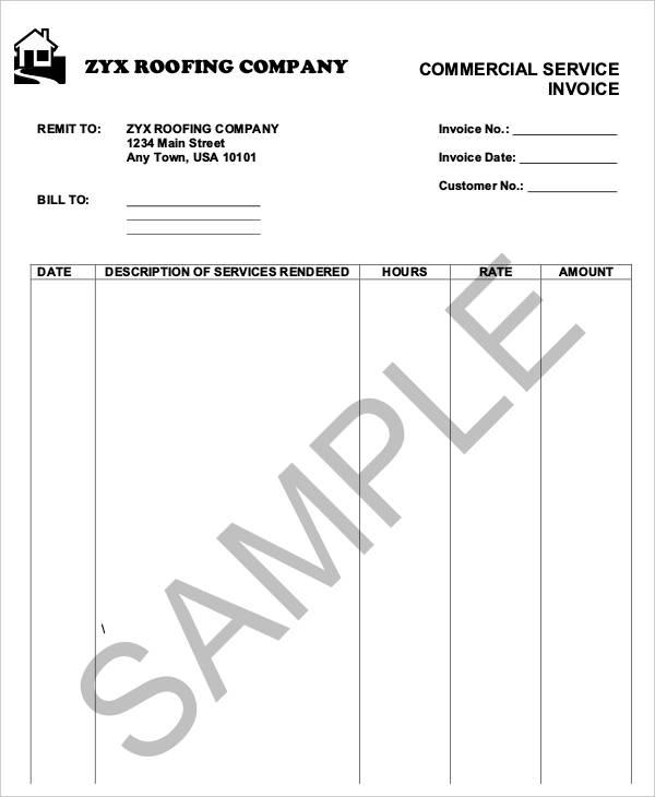 roofing service invoice template