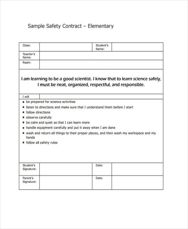 6  Safety Contract Templates Free Sample Example Format Download