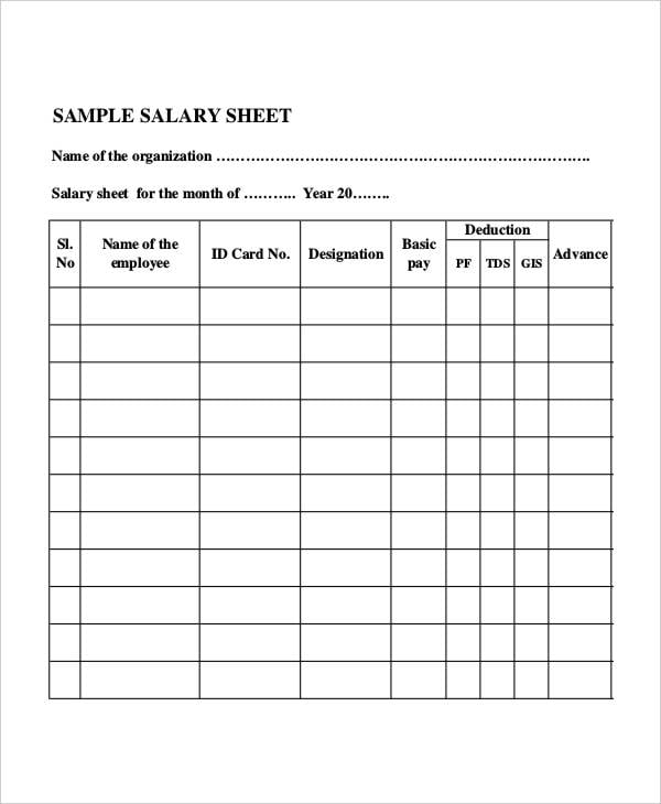 salary sheet