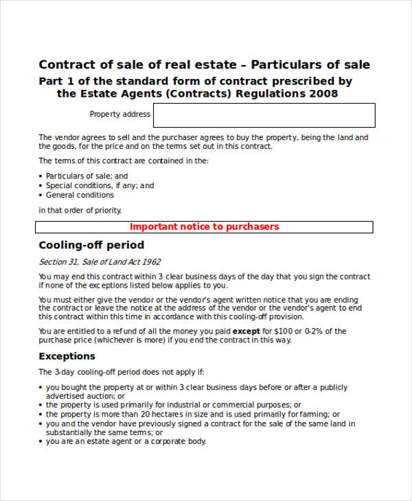 sale of property