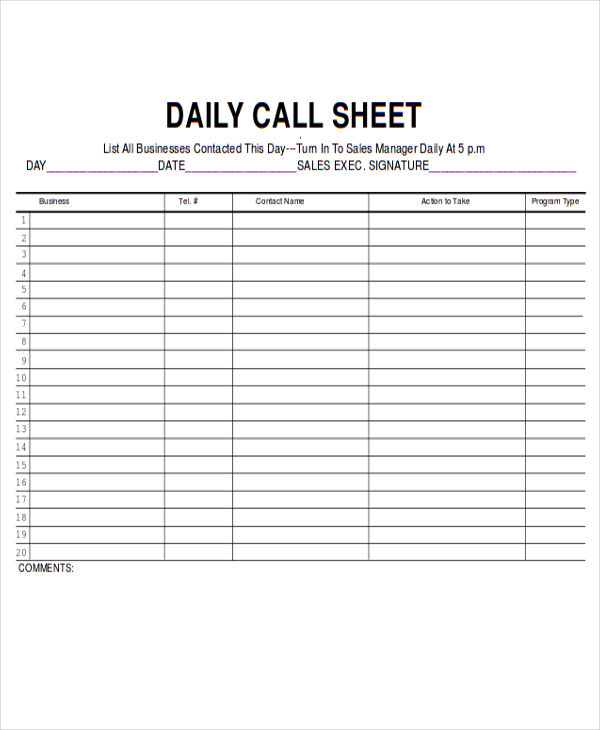 4 Sales Call Log Excel Templates Excel Xlts Sales Call Tracking 