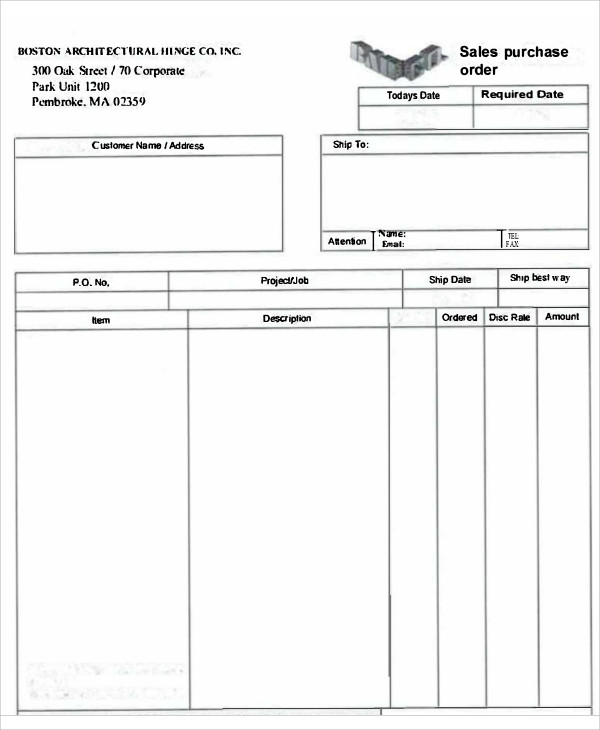 sales purchase order