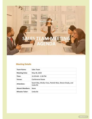 sales team meeting agenda templates