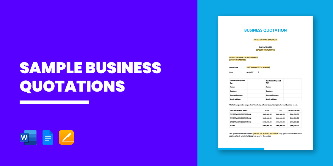 16+ Sample Business Quotations   PDF, Google Docs, Apple Pages