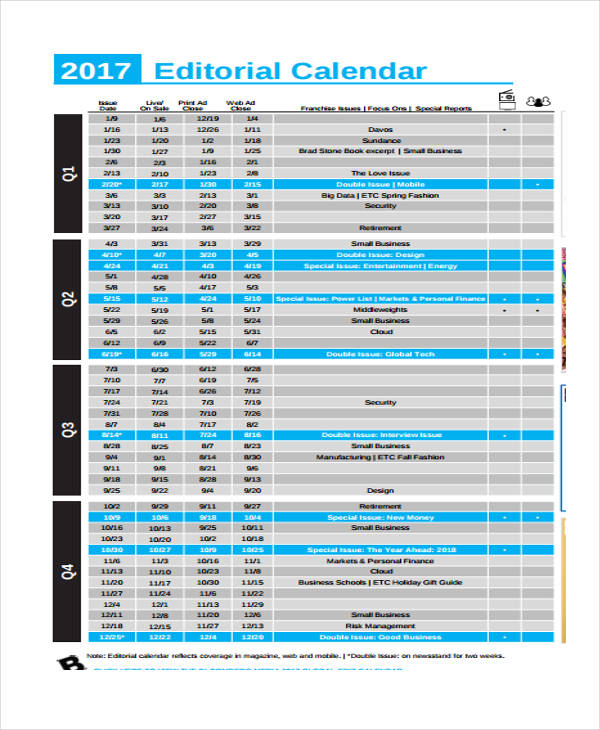 Editorial Calendar Template 2017 Master Template