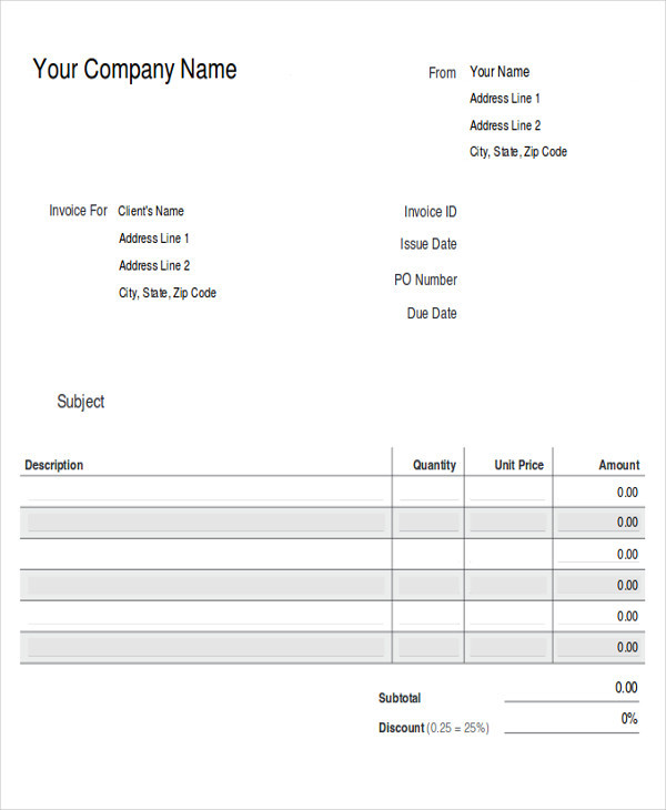 Cash Invoice Template - 9+ Free Word, PDF, Excel Format Download 